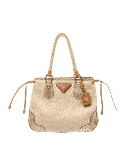 Pre-owned Prada Jute Tote In Neutral