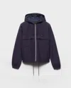 Prada Mens Blue Technical Hooded Woven Blouson Jacket In Blue