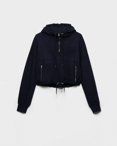 Prada Kapuzenjacke Aus Wolle Und Kaschmir In Blue