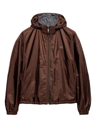 Prada Reversible Re-nylon Jacket In Brown