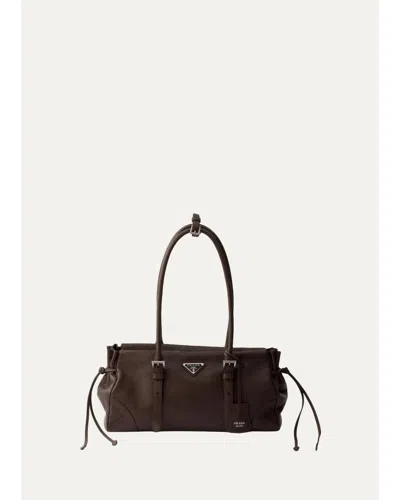 Prada Karin Medium Antiqued Leather Tote Bag In Brown