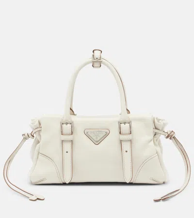 Prada Karin Small Leather Top-handle Bag In White