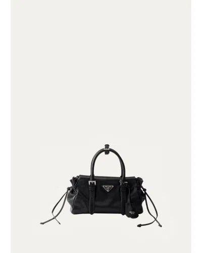 Prada Karin Small Leather Tote Bag In Nero
