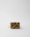 Prada Printed Leather Card Holder With Shoulder Strap In Honig