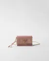 Prada Leather Card Holder With Shoulder Strap In Zartrosa