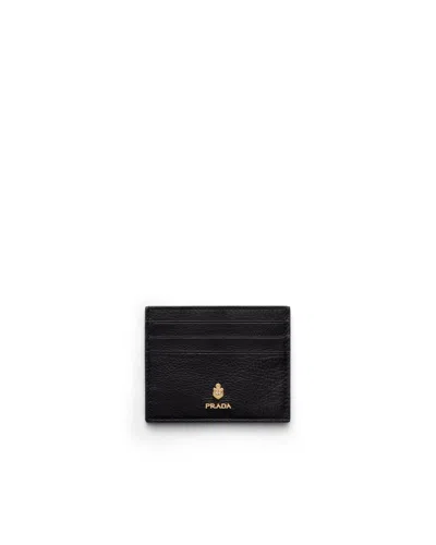 Prada Kartenetui Aus Leder In Schwarz