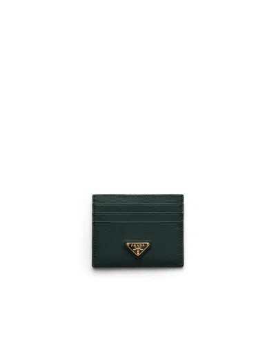 Prada Kartenetui Aus Saffiano Leder In Green