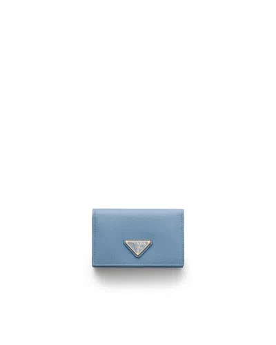 Prada Kartenetui Aus Saffiano-leder In Blue