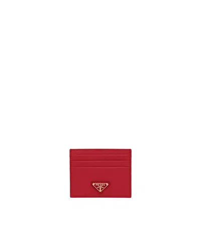 Prada Kartenetui Aus Saffiano Leder In Burgundy