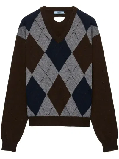 Prada Kaschmirpullover Mit V-ausschnitt In Multi