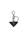 Prada Men Saffiano Leather And Metal Keychain In Metallic