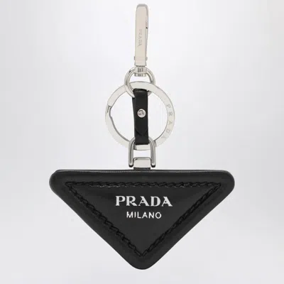 Prada Key Ring With Logo In Black