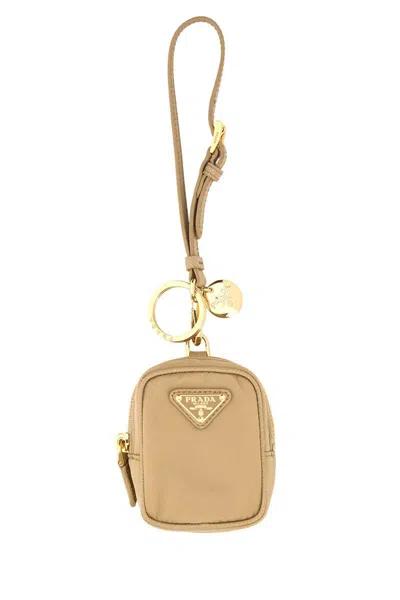 Prada Beige Re-edition 1978 Keychain In Brown