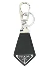 Prada Leather Key Ring Hardware Textured In Metallic