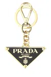 Prada Women Portachiavi Logo Triangolo Saffiano In Black