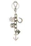 Prada Keychain With Assorted Charms And Symbols In Metallic