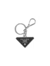 Prada Men Saffiano Leather And Metal Keychain In Black
