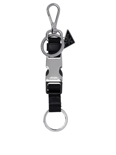 Prada Keychains With Logo In Black