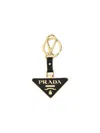 Prada Saffiano Leather And Metal Keychain In Black