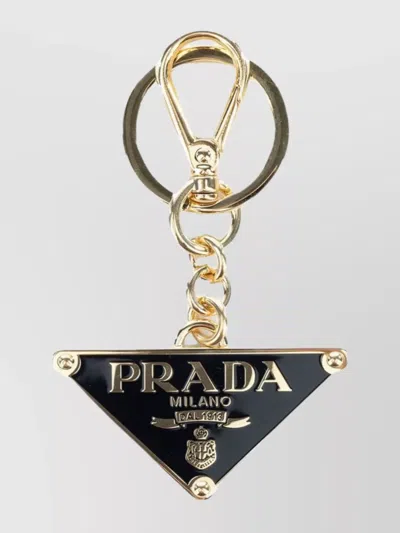 PRADA KEYRING TRIANGLE SHAPE GOLD-TONE HARDWARE