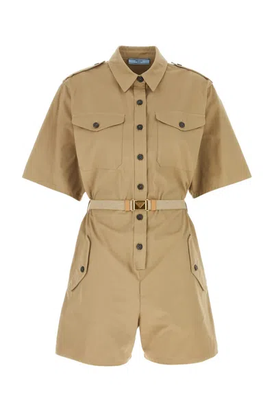 PRADA KHAKI COTTON JUMPSUIT