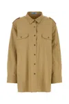 Prada Camicia Oversize In Cotone Cammello Donna In Khaki