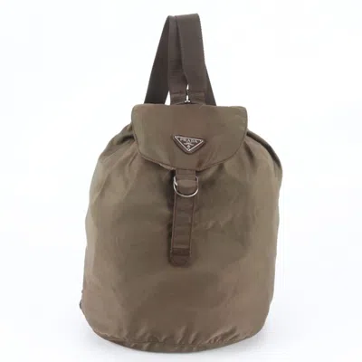 Pre-owned Prada Khaki Leather Nylon Backpack ()