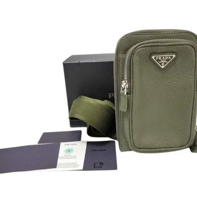 Pre-owned Prada Khaki Leather Shoulder Bag ()