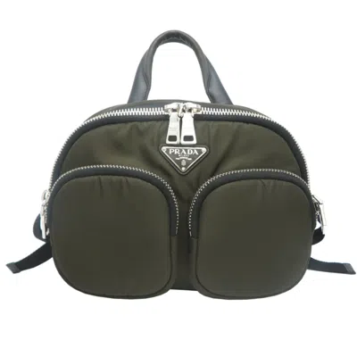 Pre-owned Prada Khaki Nylon Leather Backpack ()
