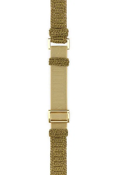 Prada Khaki Raffia Belt In Gold