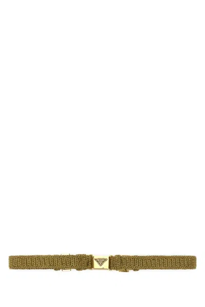 Prada Cintura In Rafia Kaki Donna In Green