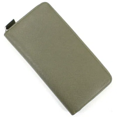 Pre-owned Prada Khaki Saffiano Long Wallet (bi-fold) ()