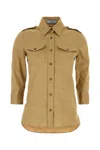 Prada Shirt Stretch Poplin Chest Pockets In Khaki