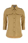 Prada Shirt Stretch Poplin Chest Pockets In Kaki