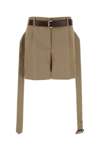 Prada Khaki Twill Shorts In Brown