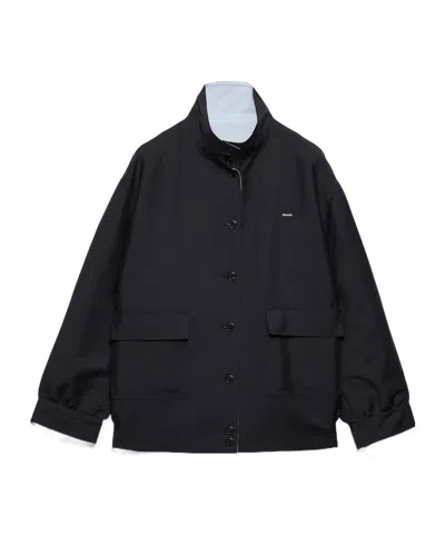 Prada Kid Mohair And Poplin Jacket In Blue