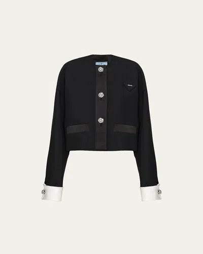 Prada Kid Mohair Jacket In Nero