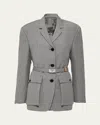 Prada Kid Mohair-wool Single-breasted Blazer In Granito