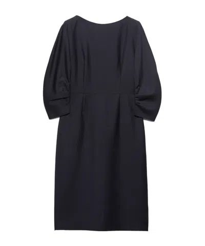 Prada Darted Mohair Wool Boat-neck Midi Dress In Black
