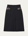 Prada Pleated Mohair And Wool Midi Skirt In Black