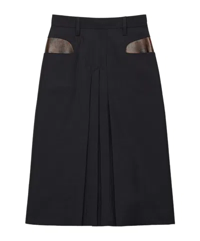 Prada Kid Mohair Midi Skirt In Black