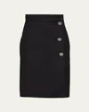 Prada Kid Mohair Skirt With Jeweled Buttons In Nero