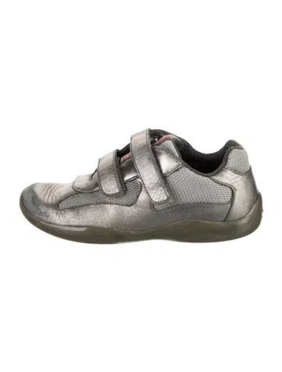 Pre-owned Prada Kids' Boys Leather Low Top Sneakers In Grey