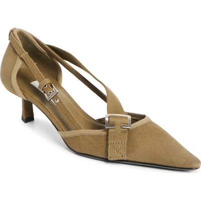 Prada Kitten Heel Pointed Toe Pump In Green