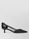 Prada Kitten Heel Pointed Toe Strappy Pumps In Black