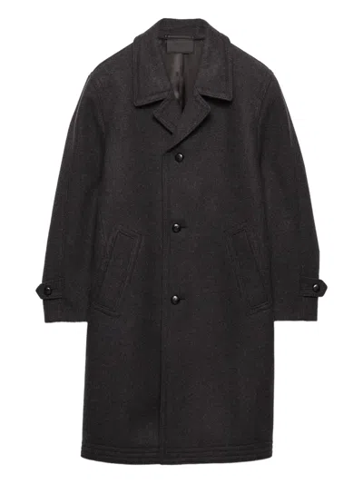 Prada Klassischer Wollmantel In Black