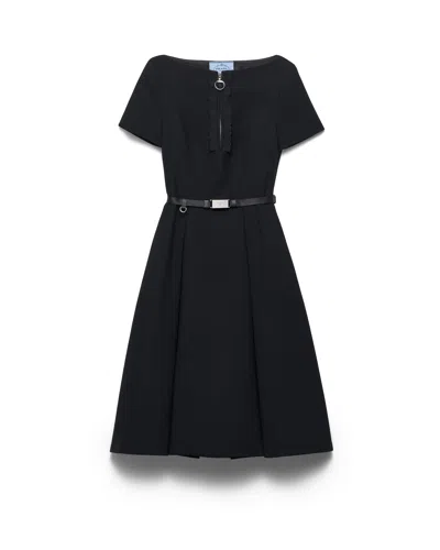 Prada Kleid Aus Besticktem Nattéstoff In Schwarz