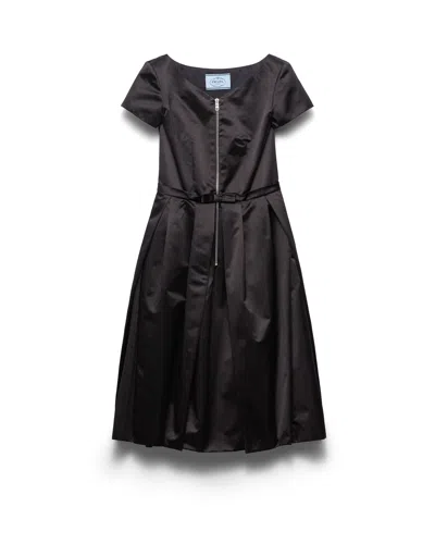 Prada Kleid Aus Duchesse-seide In Black