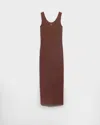 Prada Ribbed Knit Cotton Dress In Burgundy