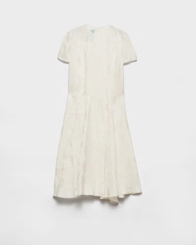 Prada Floral Jacquard Dress In White